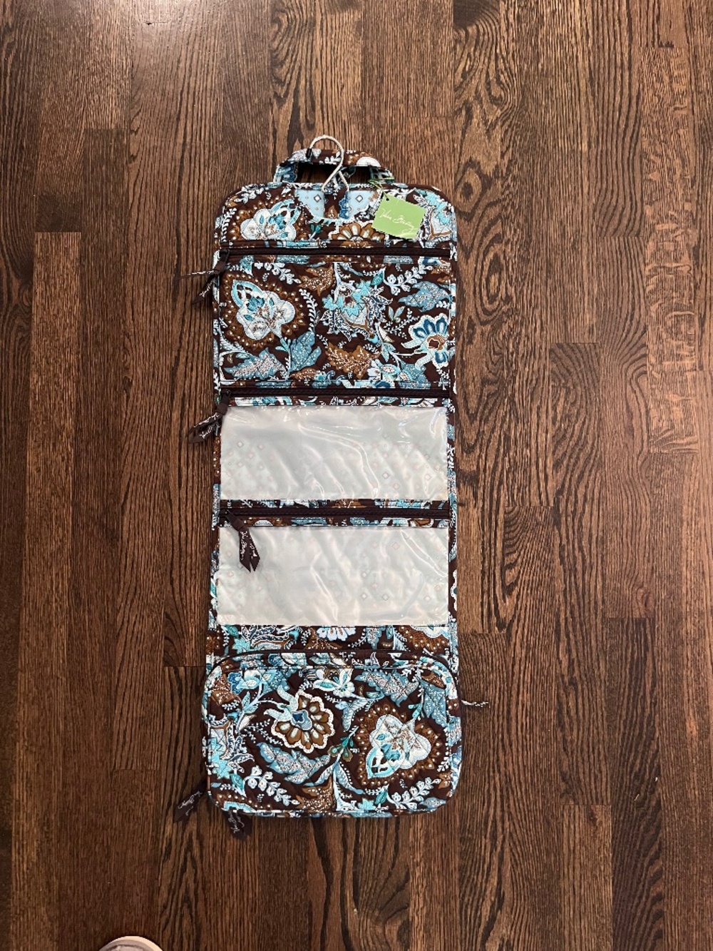 Vera Bradley Hanging Travel Organizer Java Blue Quilted Cotton Cosmetic Bag NWT